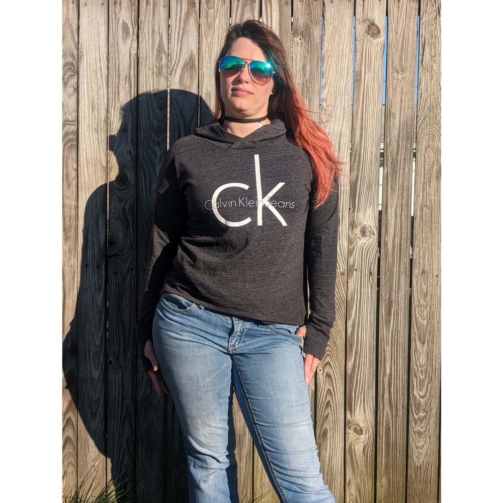 Calvin Klein Gray Ladies' S Short Cut Hoodie